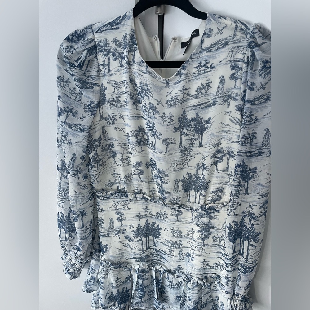 Aqua Toile Dior Jungle Print Royal Safari Print Mini Dress